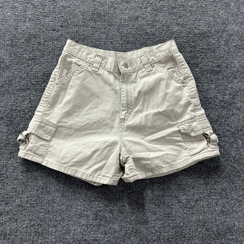 Lee Cargo Shorts Womens Size 8 M Tan Khaki High Waisted Cotton Utility USA Made